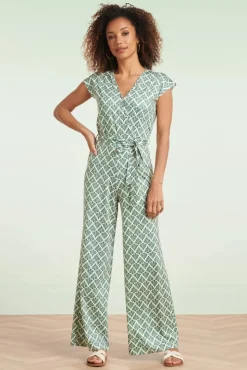 Flash Sale Smashed Lemon Adeline Jumpsuit In Legergroen En Gebroken Wit