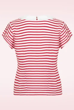 Clearance Bunny Ahoy Blouse In Wit En Rood