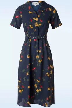 Online Collectif Clothing Alberta Bloom Floral Jurk In Marineblauw