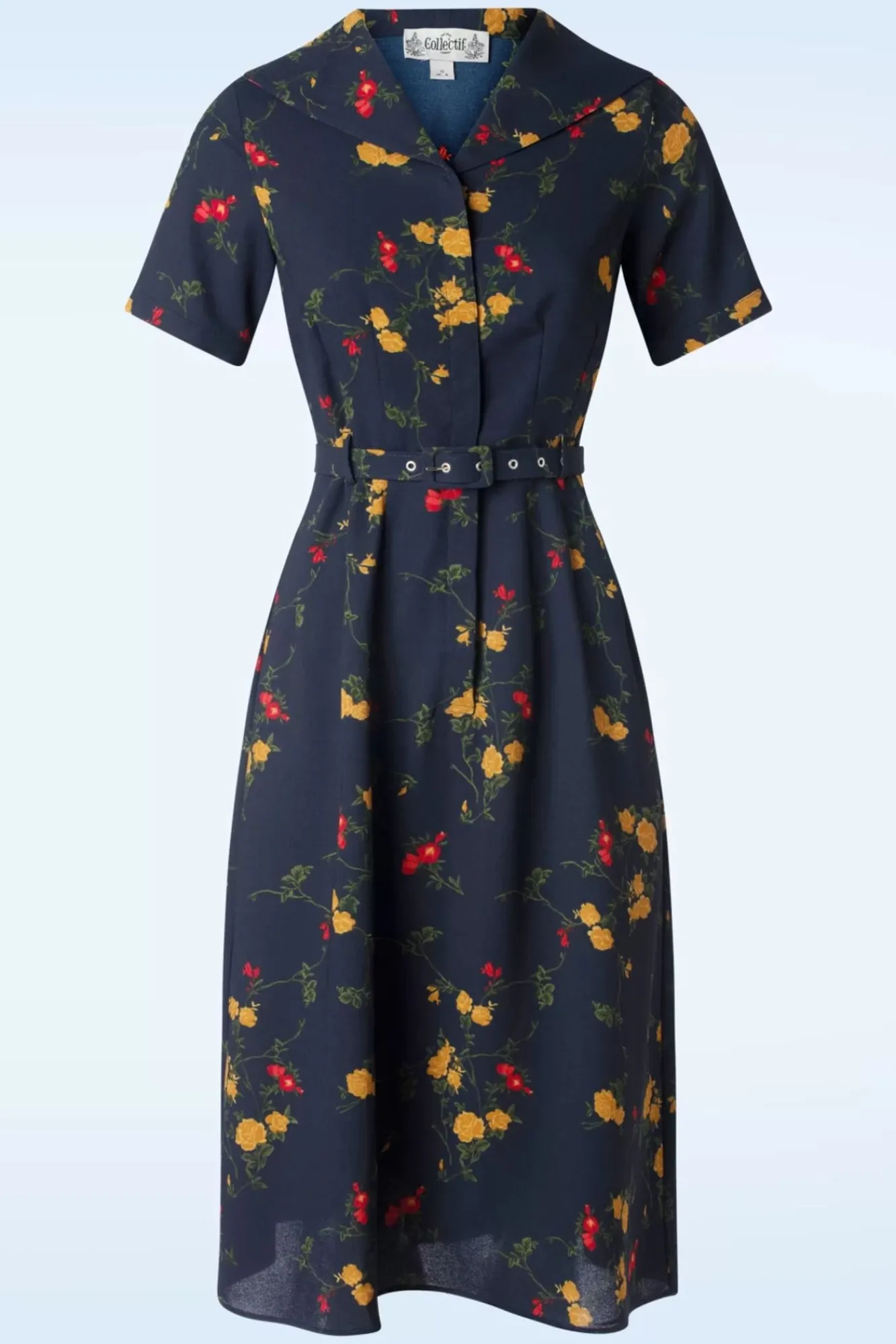 Online Collectif Clothing Alberta Bloom Floral Jurk In Marineblauw