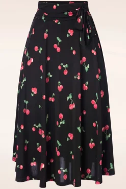 Sale Vintage Chic for Topvintage Ally Swing Rok Met Kersenprint In Zwart