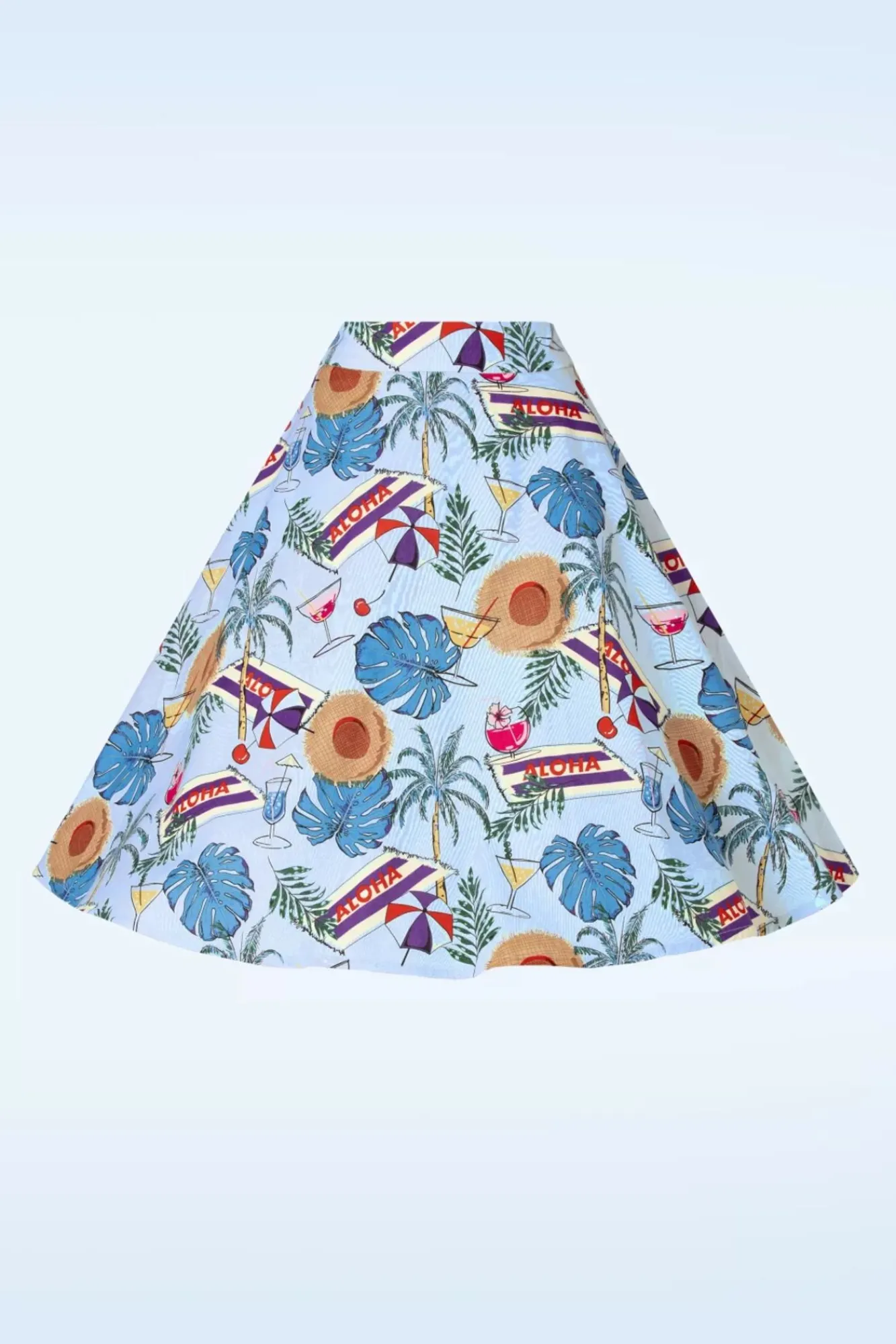Online Banned Retro Aloha Swing Rok In Blauw