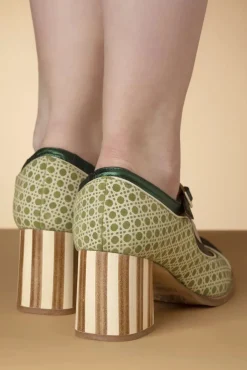 Best Sale Nemonic Amelie Lederen T-Strap Pumps In Groen