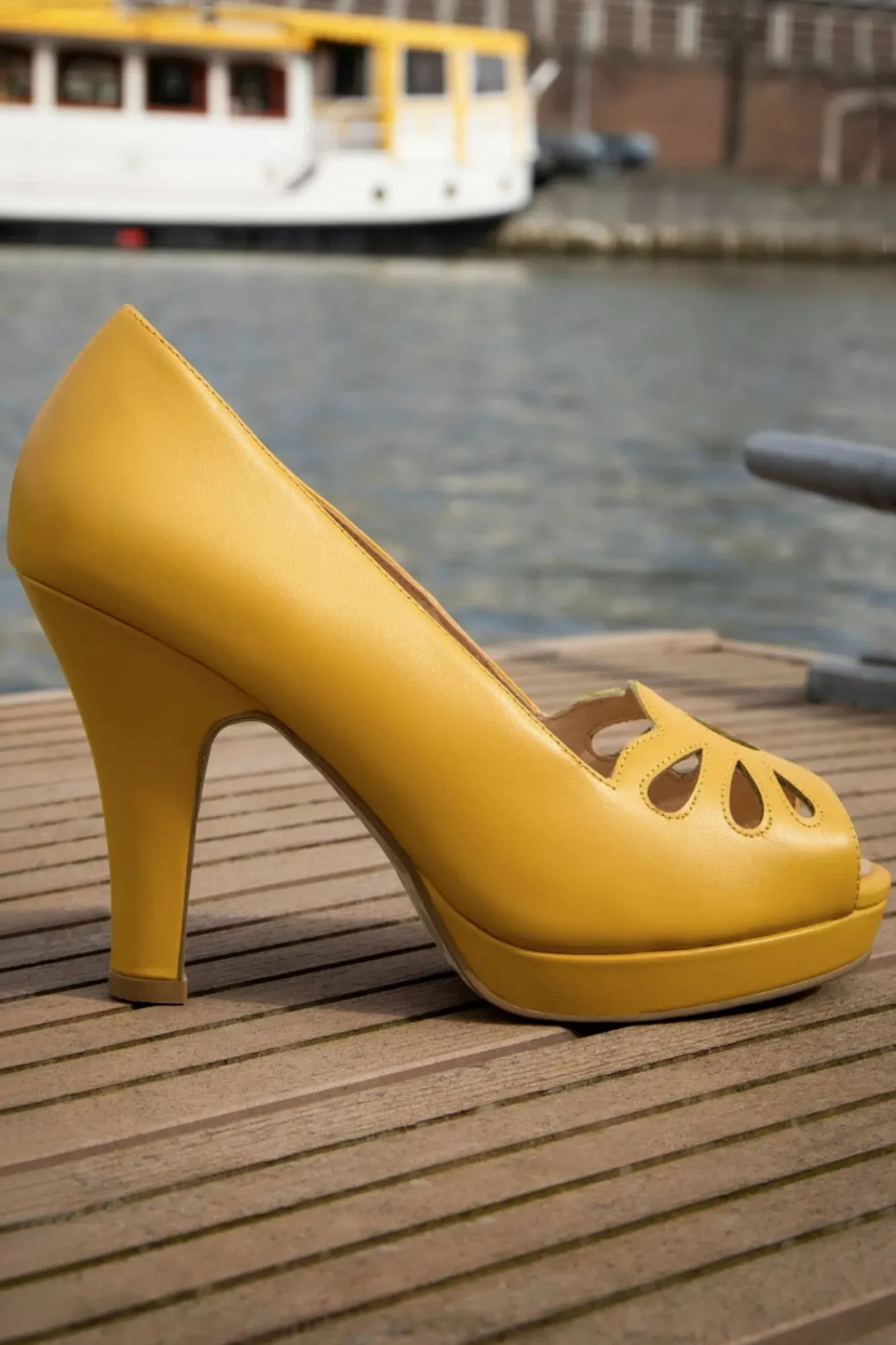 Outlet Lola Ramona u2665 Topvintage Angie Monaco Peeptoe Pumps In Mango Mojito