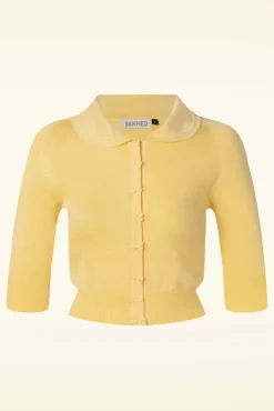 Store Banned Retro April Cardigan Met Korte Mouwen In Citroen