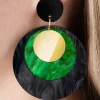 Sale Glitz-o-Matic Art Deco Disk Oorbellen In Groen