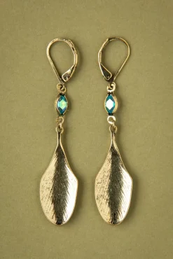 Sale Lovely Art Nouveau Pauwenveer Oorbellen In Messing