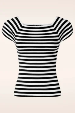 Hot Zilch Audrey Gestreepte Top In Zwart