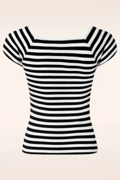 Hot Zilch Audrey Gestreepte Top In Zwart