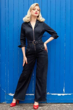 Clearance Rock-a-Booty Audrey Jumpsuit In Donker Denim