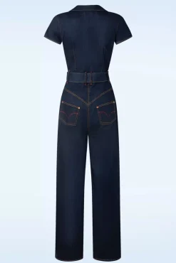 Fashion Rock-a-Booty Audrey Jumpsuit Short Sleeve In Donkerdenim