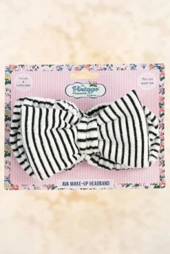 Best Sale The Vintage Cosmetic Company Ava Make-Up Hoofdband In Zwart En Wit