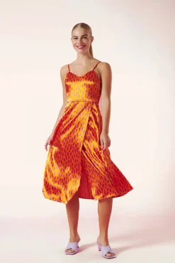 Outlet Minueto Bella Midi Jurk In Oranje