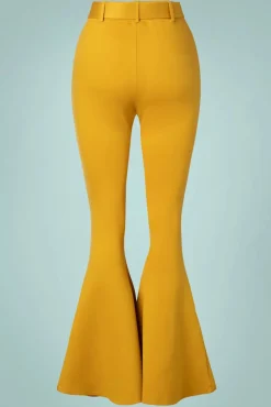 Online Vixen Bengaline Uitlopende Broek Met Riem In Mosterd