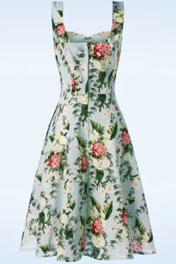 Hot Banned Retro Bloom Halter Swing Jurk In Lichtblauw