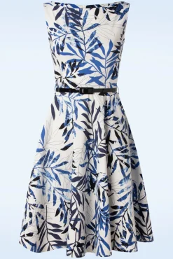 Clearance Vintage Chic for Topvintage Blue Leaf Swingjurk In Wit