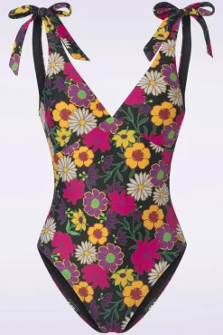 New TC Beach Bow Flower Power Badpak In Zwart