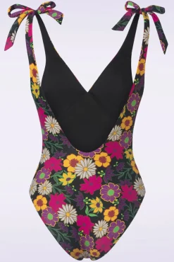 New TC Beach Bow Flower Power Badpak In Zwart