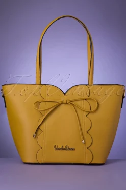 New Vixen Bow Front Geschulpte Shopper Tas Mosterd Geel