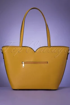 New Vixen Bow Front Geschulpte Shopper Tas Mosterd Geel