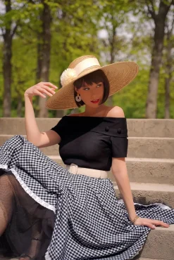 New Glamour Bunny Brigitte Gingham Swing Jurk In Zwart En Wit