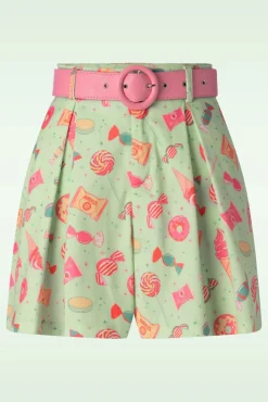 Cheap Vixen Candy Belted Shorts In Mint
