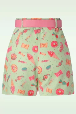Cheap Vixen Candy Belted Shorts In Mint