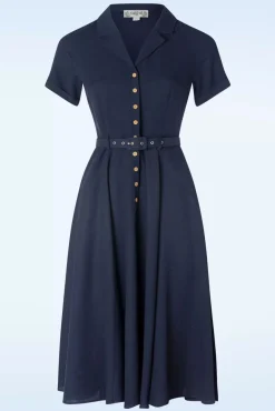Outlet Collectif Clothing Caterina Swing Jurk In Marineblauw