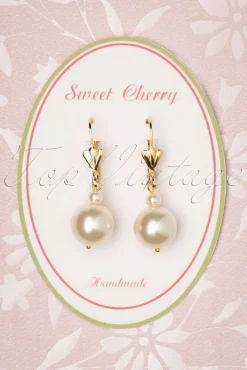 Outlet Sweet Cherry Champagne Parel Oorbellen In Goud En Ivoor