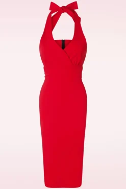Outlet Vintage Chic for Topvintage Cher Halter Pencil Jurk In Rood