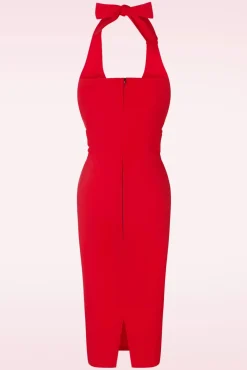 Outlet Vintage Chic for Topvintage Cher Halter Pencil Jurk In Rood