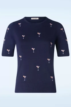 Outlet Banned Retro Cocktail Hour Jumper In Marineblauw