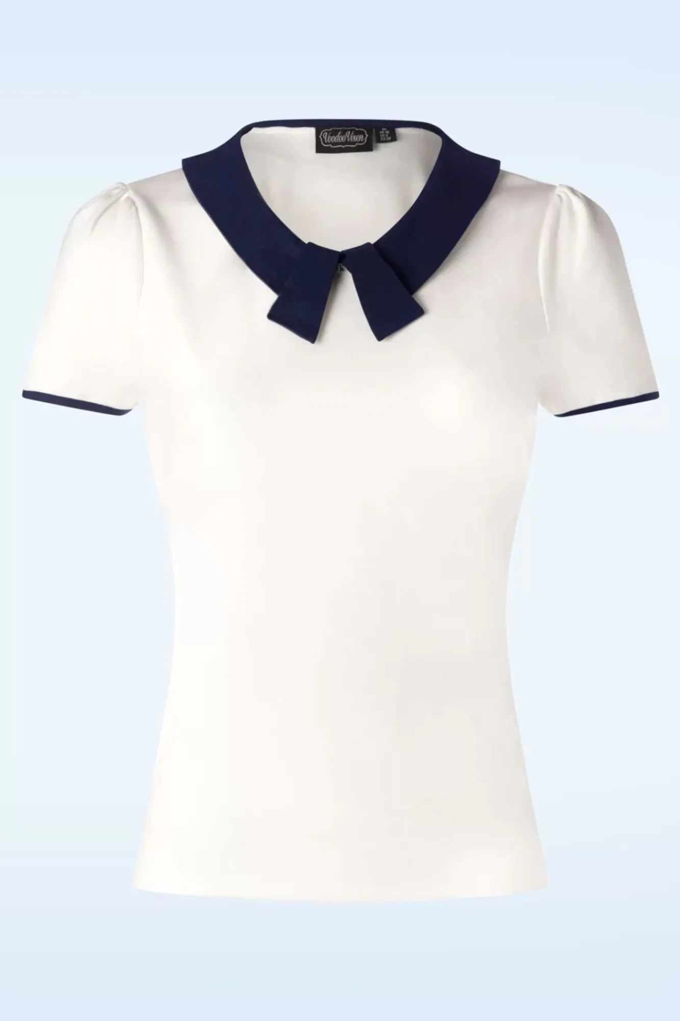 Discount Vixen Collar Detail Top In Ivoorwit En Marineblauw