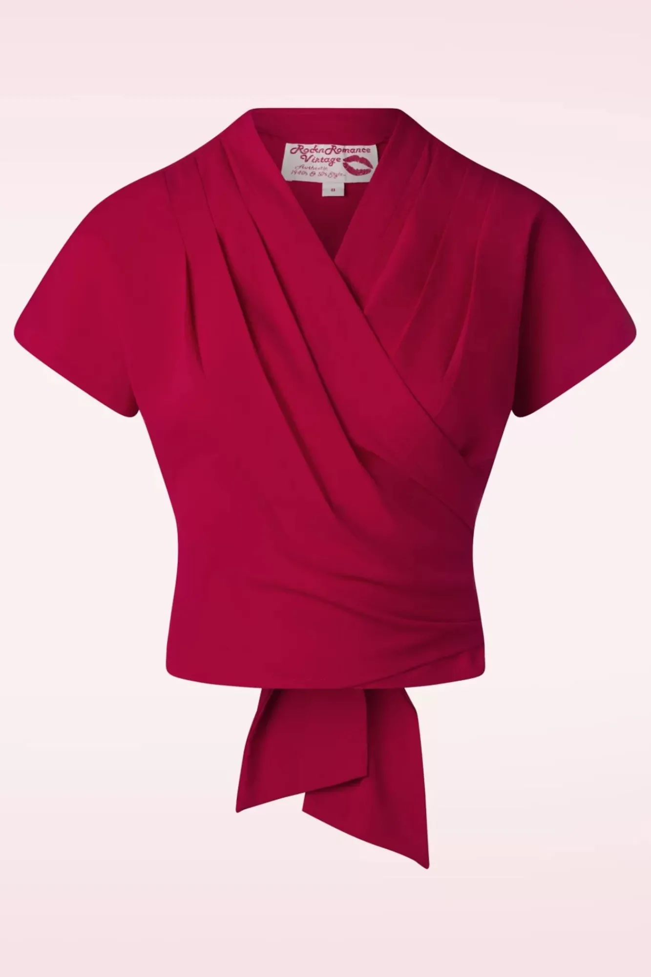 Best Sale Rock N Romance Darla Wikkelblouse Met Korte Mouwen In Rood