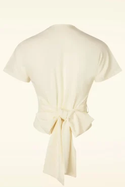Sale Rock N Romance Darla Wikkelblouse Met Korte Mouwen In Antiek Wit