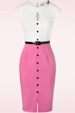 Flash Sale Glamour Bunny De Sienna Pencil Jurk In Flamingoroze En Wit
