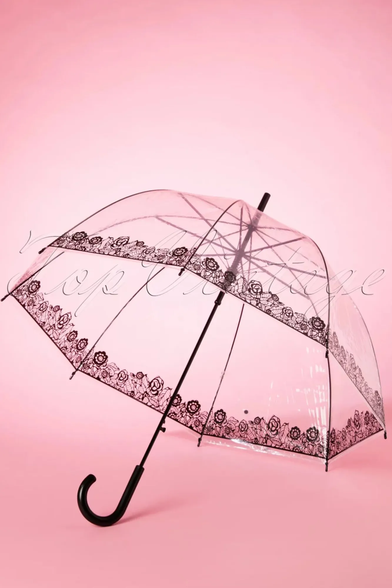 Discount So Rainy Dentelle Flower Transparante Koepelparaplu In Zwart