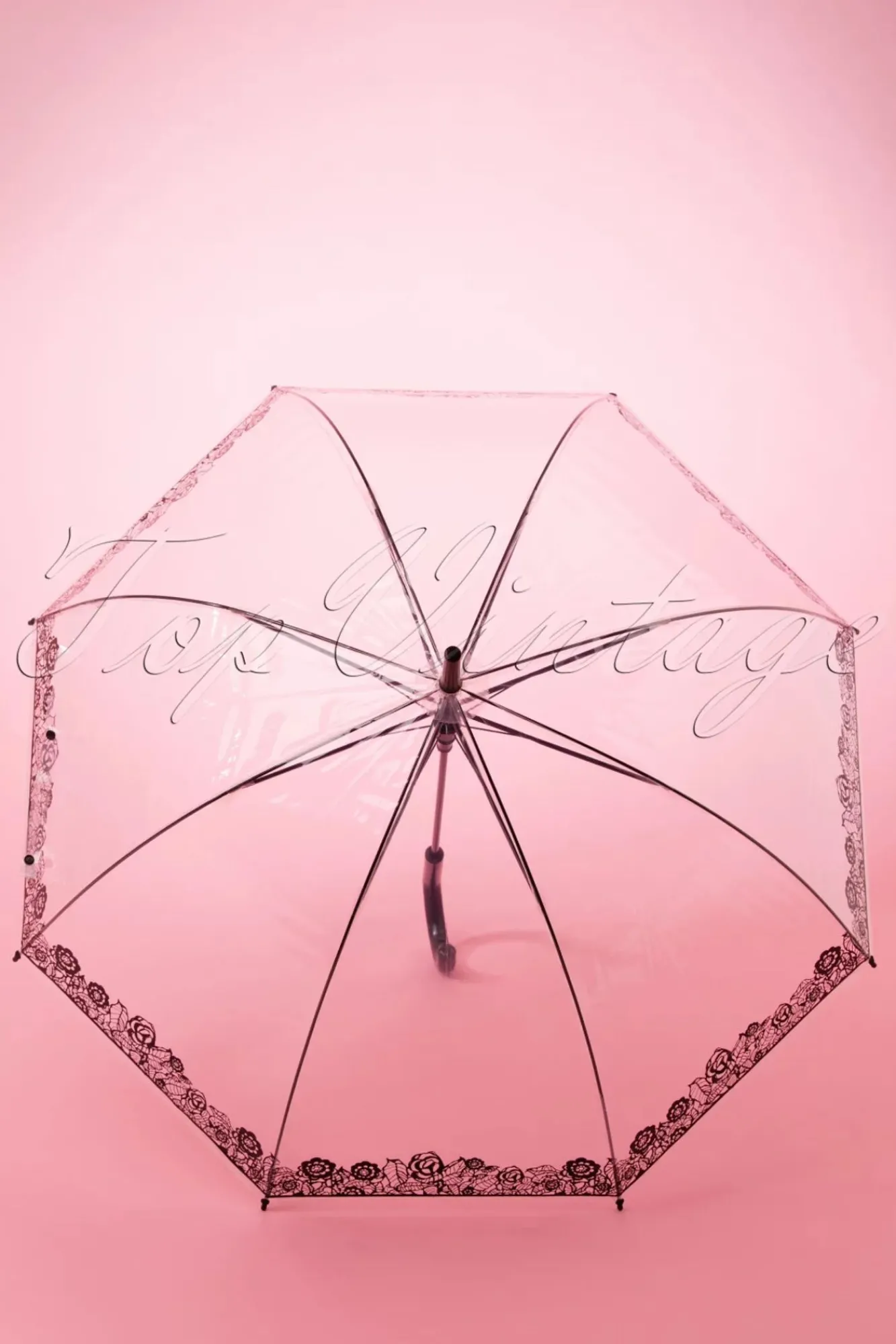 Discount So Rainy Dentelle Flower Transparante Koepelparaplu In Zwart