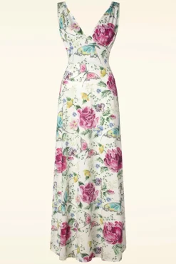 Best Vintage Chic for Topvintage Deveny Floral Maxi Jurk In Gebroken Wit