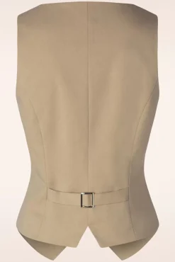 Shop Glamour Bunny Business Babe Dianne Gilet In Beige