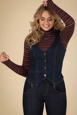 Best Sale Rock-a-Booty Dianne Gilet In Denim Blauw