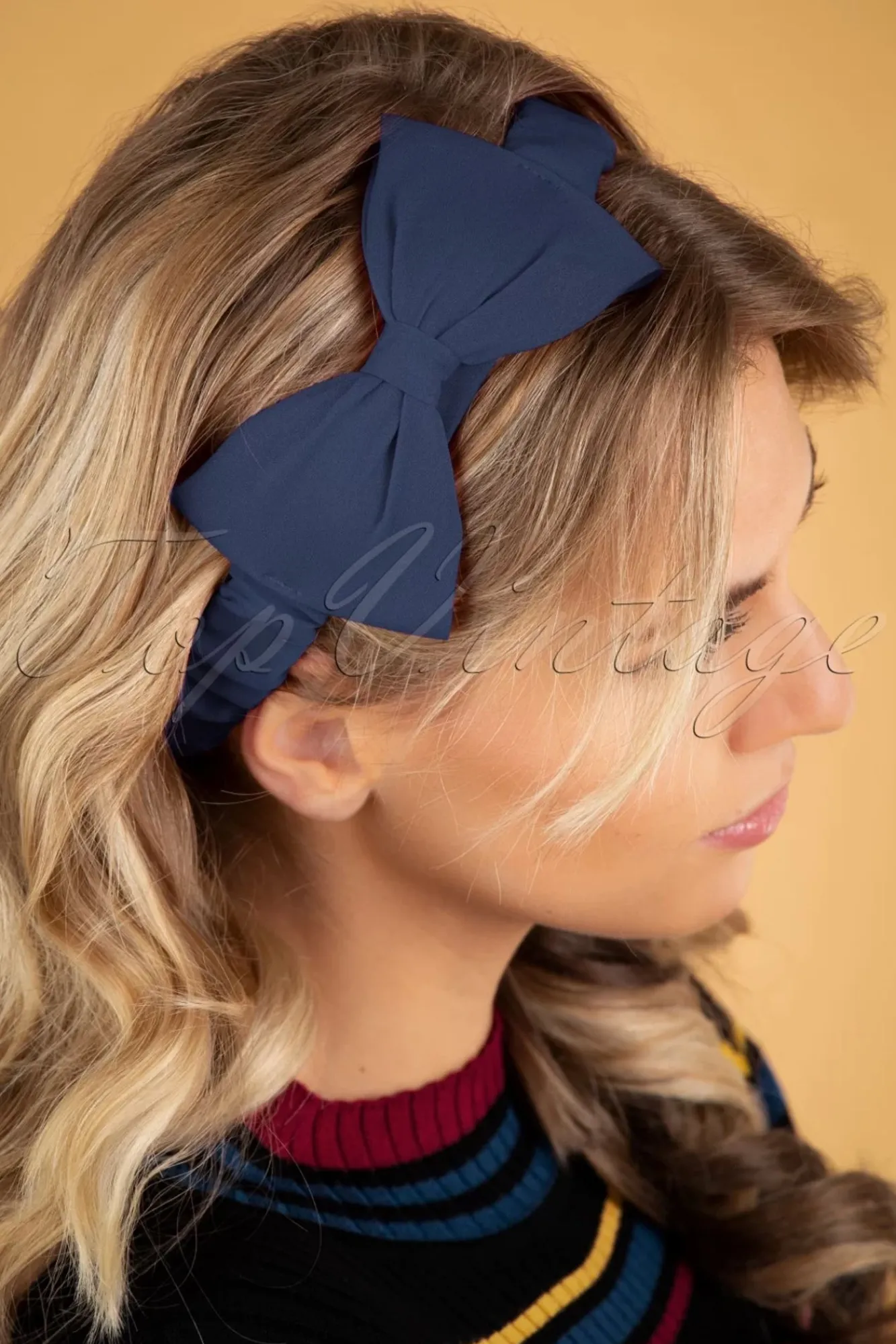 Cheap Banned Retro Dionne Bow-Hoofdband In Marineblauw