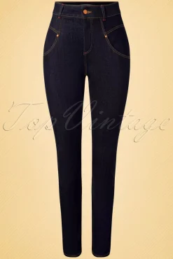 Cheap Rock-a-Booty Doris Skinny Jeans In Donkerblauw