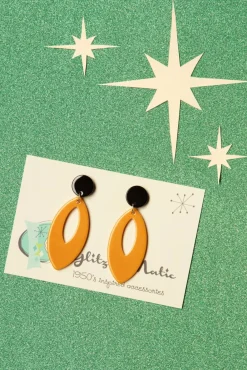 Cheap Glitz-o-Matic Ellips Hanger Oorbellen In Mosterd