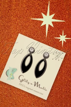 Clearance Glitz-o-Matic Ellips Oorbellen In Zwart