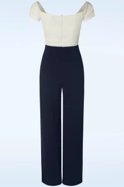 Store Vintage Chic for Topvintage Eloise Jumpsuit In Ivoor En Marineblauw