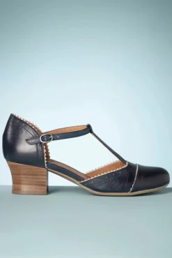 Clearance Miz Mooz Fernie T-Strap Pumps In Denim En Creme
