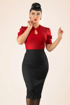Hot Collectif Clothing Fiona Pencilrok In Zwart