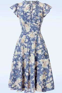 Store Vixen Floral Flutter Flare Jurk In Blauw