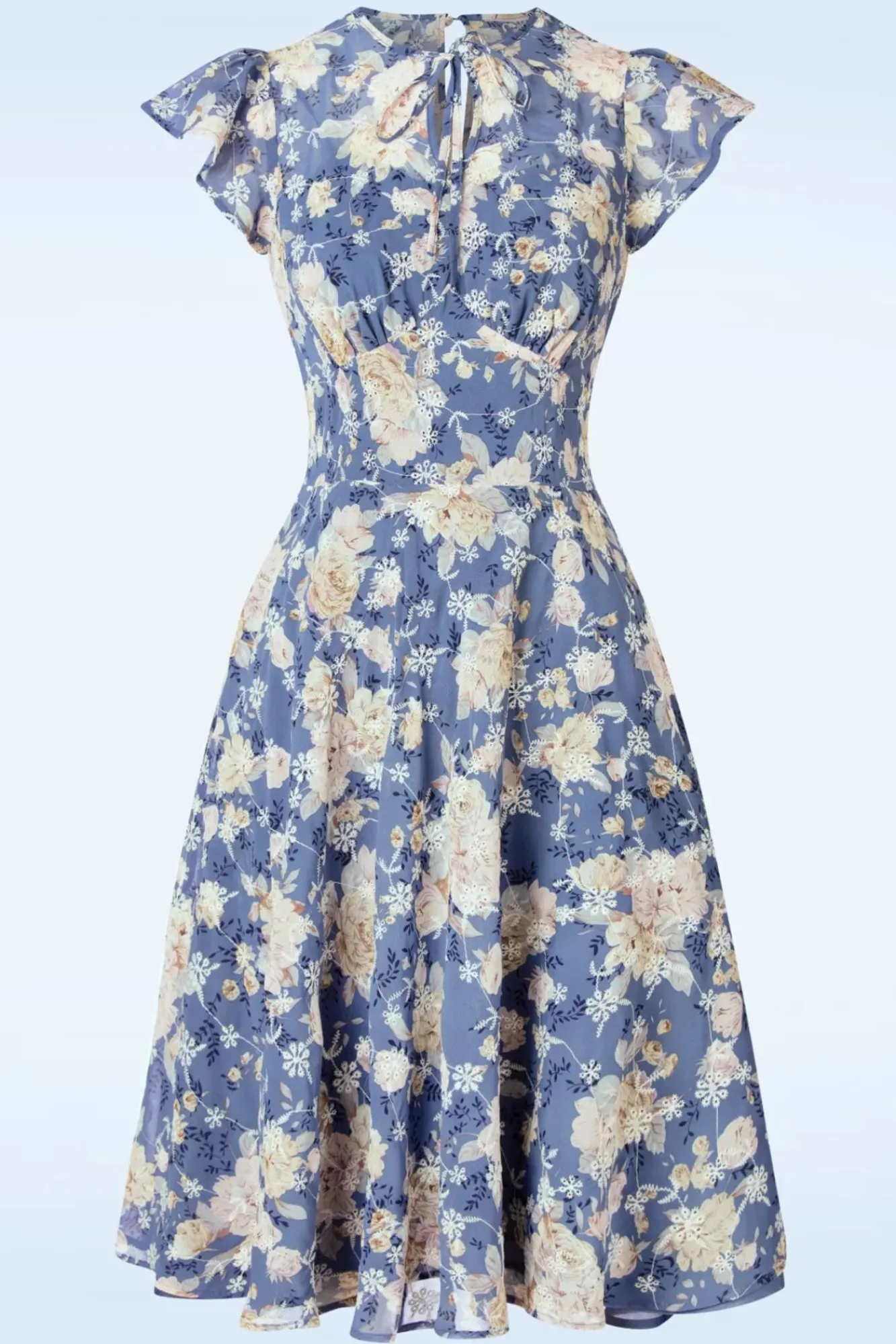 Store Vixen Floral Flutter Flare Jurk In Blauw